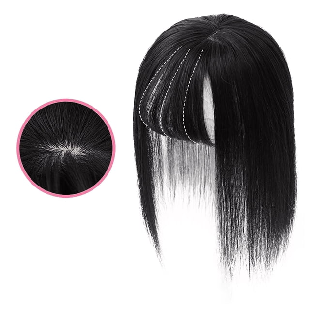 EGNMCR Perruques Cheveux Humains Femmes Mode Naturel Respirant Invisible Sans Couture Perruque Bloc de Cheveux Perruque 35cm Brun Foncé