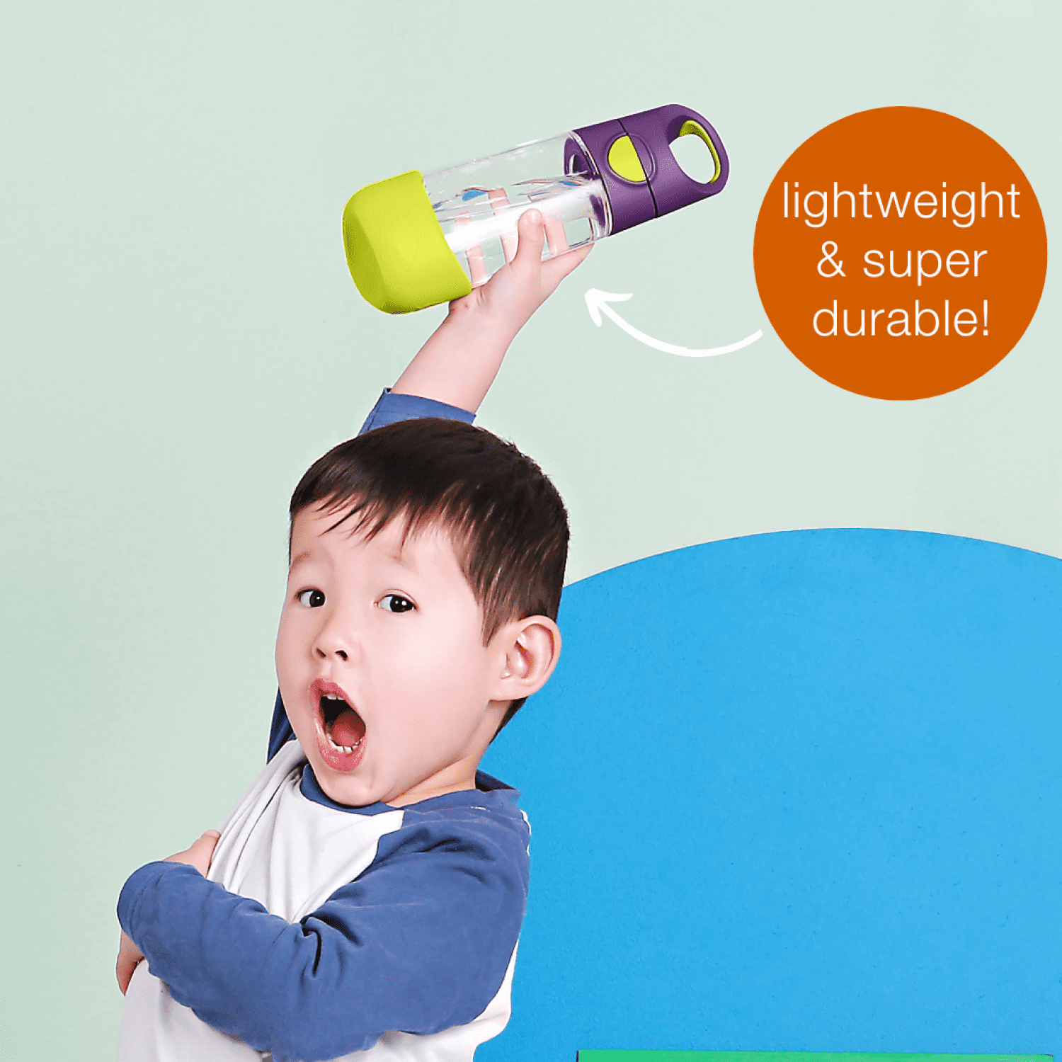 b.box 20oz Tritan™ Drink Bottle - Flip Top Straw Water Bottle for Kids (Blue Slate)