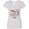 thumbnail image 3 of Inktastic Blessed to Be a Gigi with Pink Flowers Women's V-Neck T-Shirt, 3 of 5