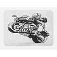 thumbnail image 1 of Motorcycle Bath Mat, Cool and Talented Rider Wheelie Doing Stunt Urban Extreme Performances, Plush Bathroom Decor Mat with Non Slip Backing, 29.5" X 17.5", Charcoal Grey White, by Ambesonne, 1 of 2