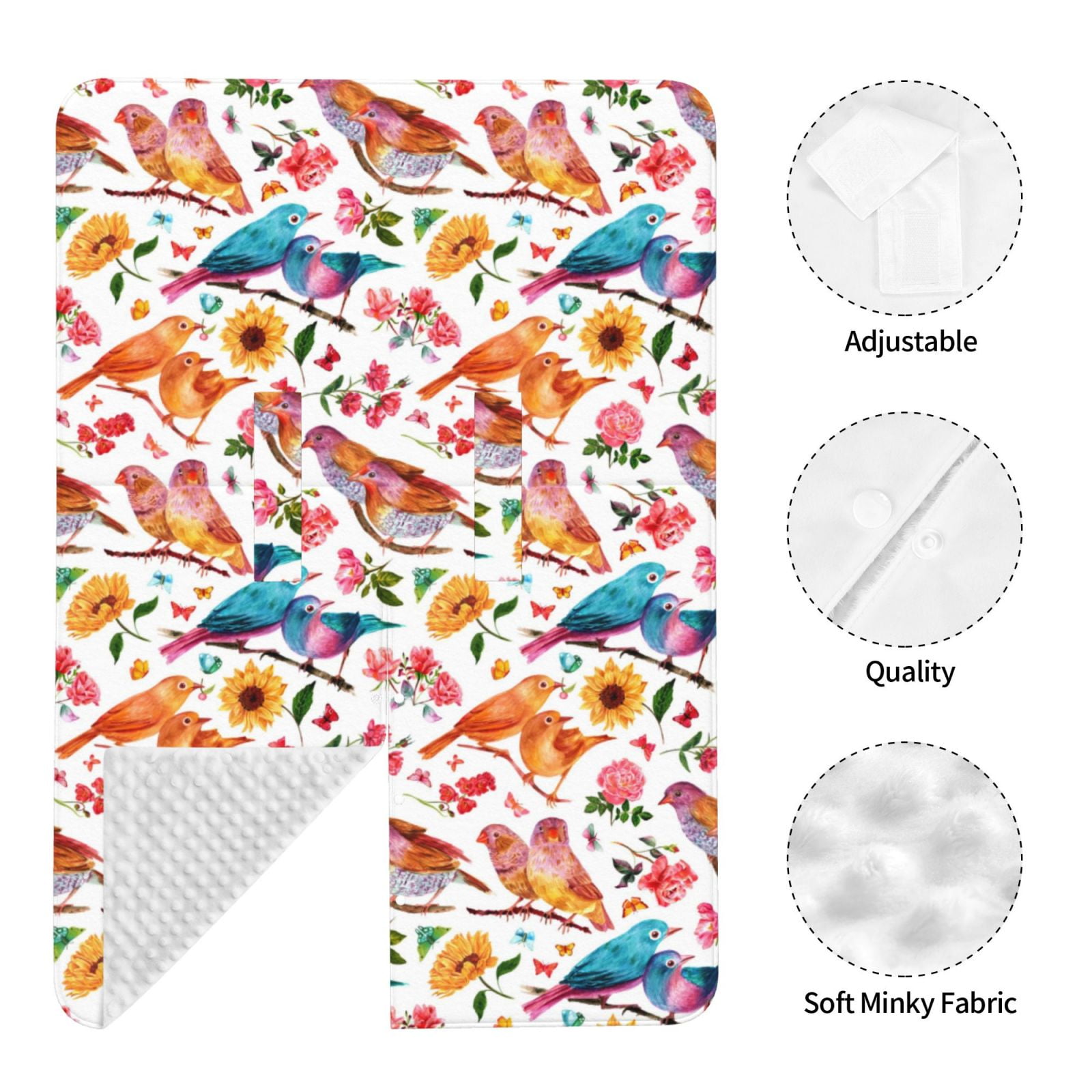 Naloa Flowers Birds And Butterflies Baby Car Seat Cover, Breathable Baby Carrier Cover, Multiuse Baby Carrier Cover & Nursing Breastfeeding Cover