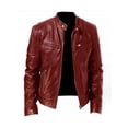 thumbnail image 1 of CVLIFE Veste Homme en Cuir PU Manteau Col Montant Coupe Régulière Manches Longues Sport Rouge Vin G, 1 of 2