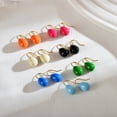 thumbnail image 2 of Nvzi Pendientes de acero de titanio con goteo de aceite de colores, sencillos y versátiles, pendientes de acero inoxidable chapados en oro de alta gama (negro), 2 of 5