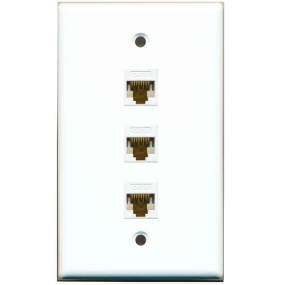 Ultra Spec Cables 3 Port Cat6 Ethernet Network F/F Jack Wall Plate Flat Female