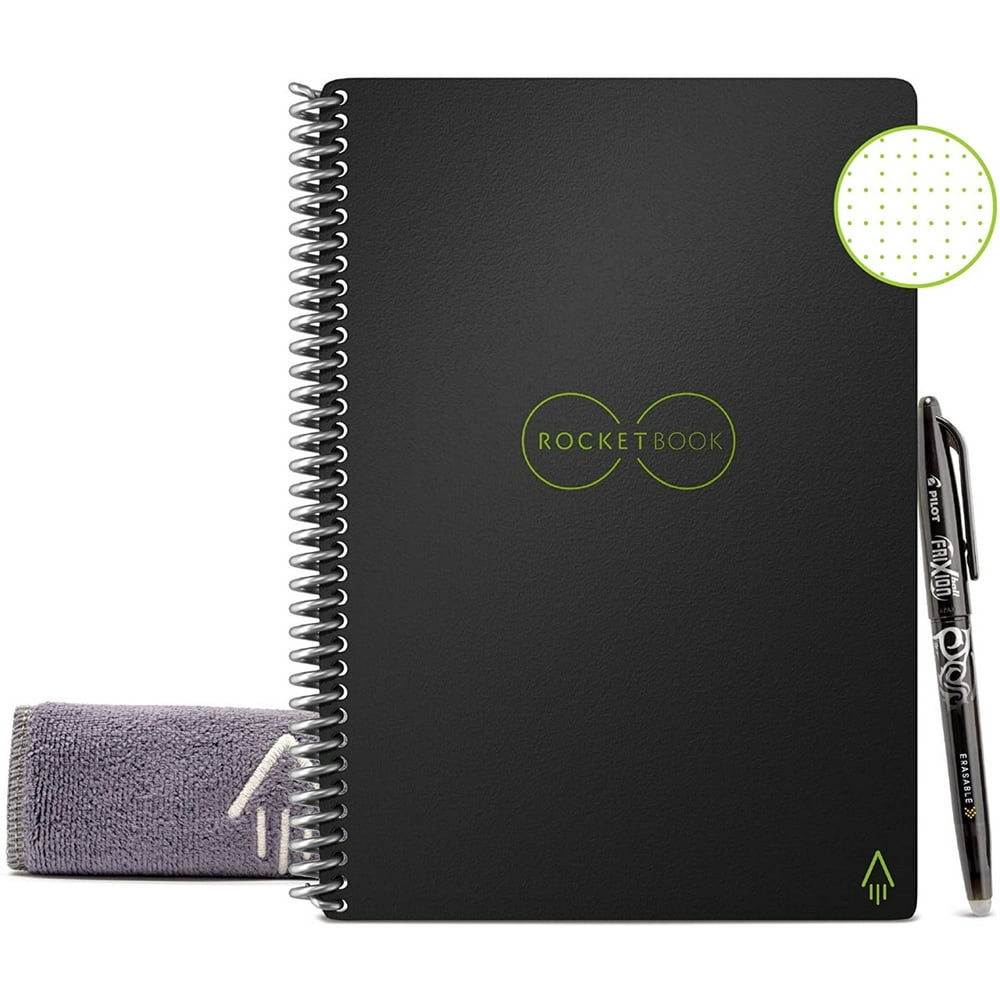 Rocketbook Core Digital Reusable Notebook Black Executive Size Eco