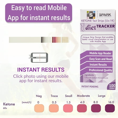 [Scan & Read] Ketone Test Strips with Mobile App Reader Ux-1K for Ketosis from Spark Diagnostics ? Scan & Read Mobile App to Measure Ketones & Track Macros with Keto Diet App for (Best Mobile Scanner App)