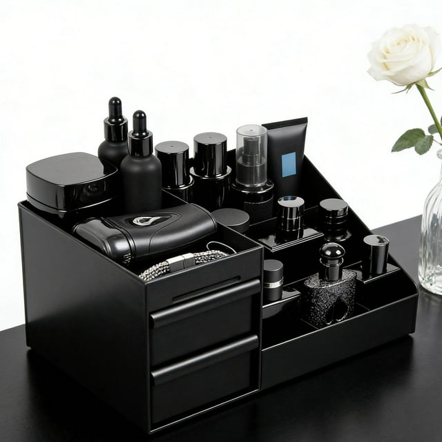 Organizador de maquillaje, caja organizadora de cosméticos, regalo para mujeres, vitrina de cosméticos con cajones para tocador, lociones y tocador. M