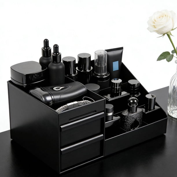 Organizador de maquillaje, caja organizadora de cosméticos, regalo para niñas con cajones, vitrina para cosméticos, tocador de escritorio y baño. M