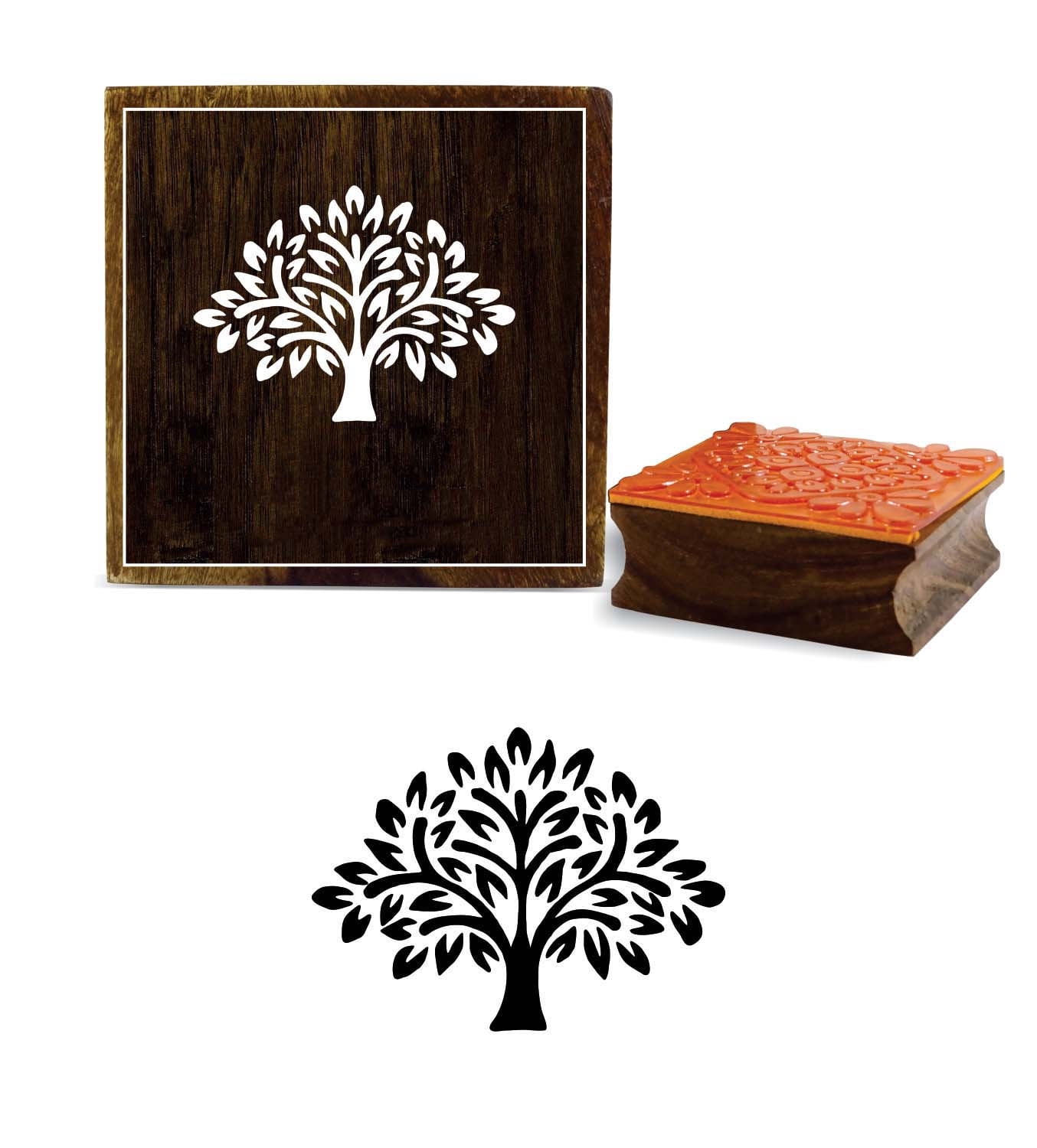 Printtoo Diary Card Tree Design Square Brown Wooden Rubber Stamp Print ...