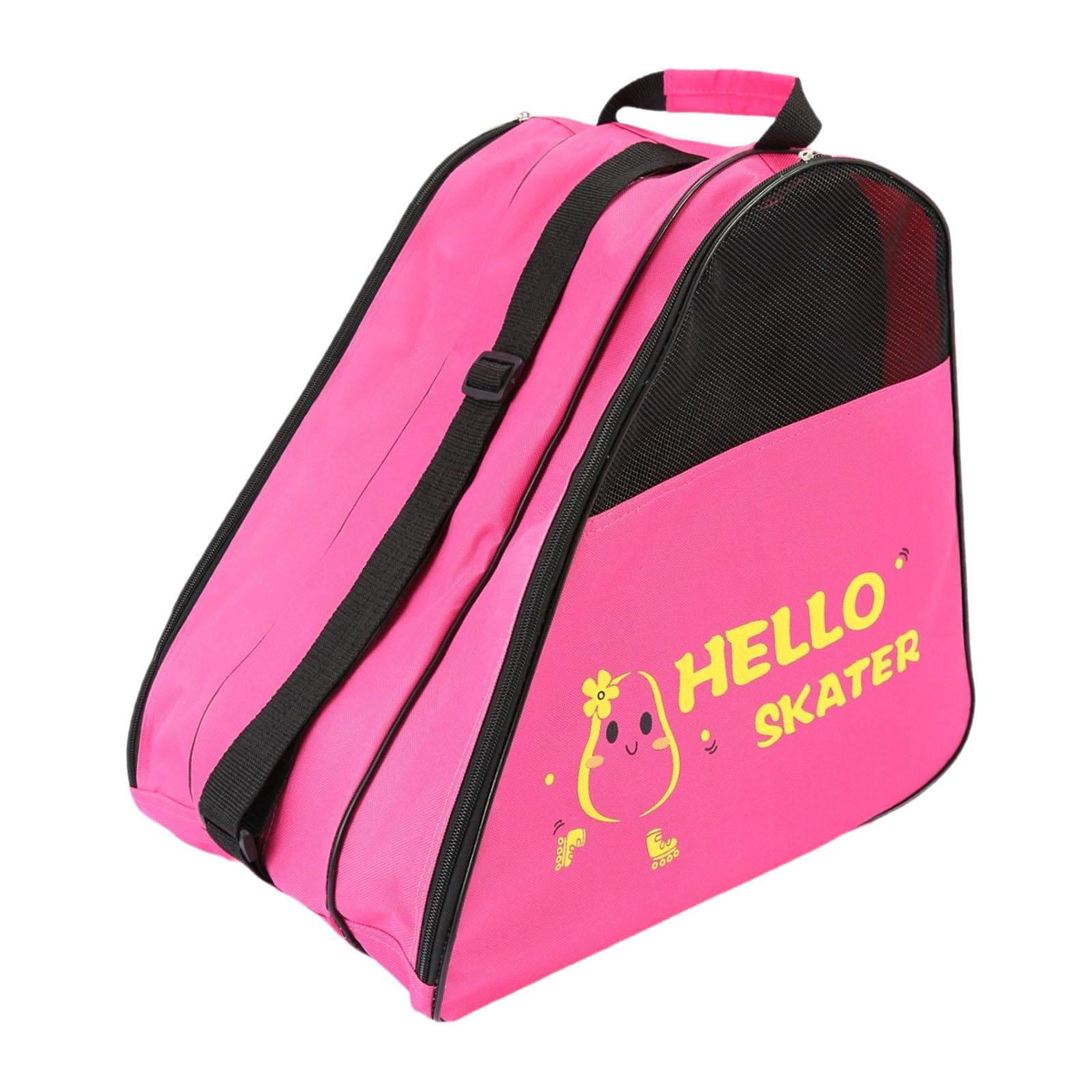 Dualoai Roller Skate Storage Bag, Skating Shoes Bag, Handbag, Breathable Carrying Pouch, Pink