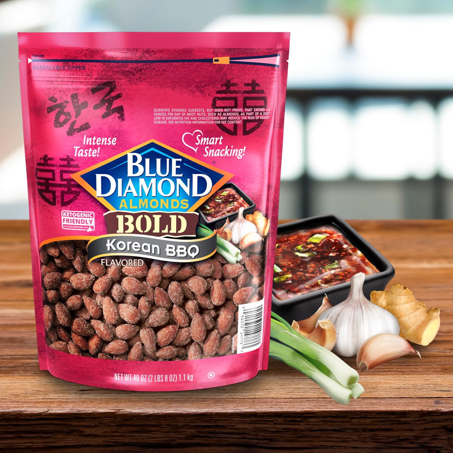 Blue Diamond Almonds Bold, Sweet Korean BBQ Barbeque Nuts, 45