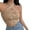 Khaki, variant on Womens Halter Top Cross Cutout Off Shoulder Cropped Knit Sleeveless Tops Size One Size