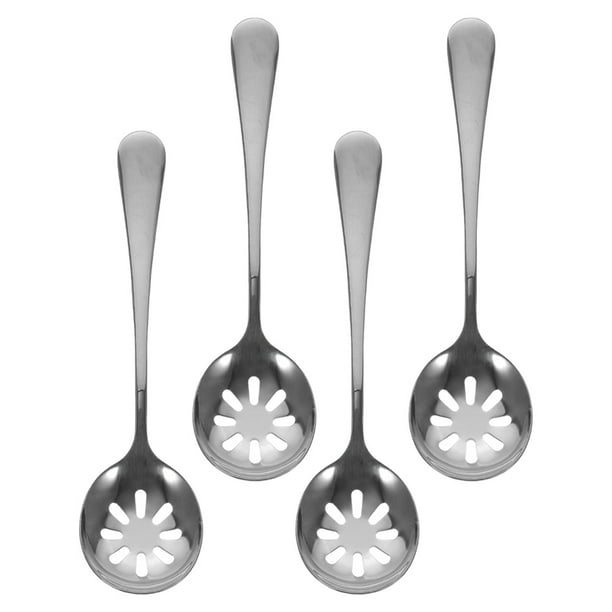4 cucharas perforadas de acero inoxidable para servir, pequeñas cucharas ranuradas, utensilios de cocina