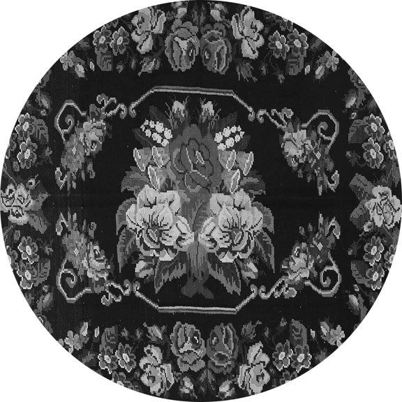 Ahgly Company Indoor Round Medallion Gray French Area Rugs, 3' Round