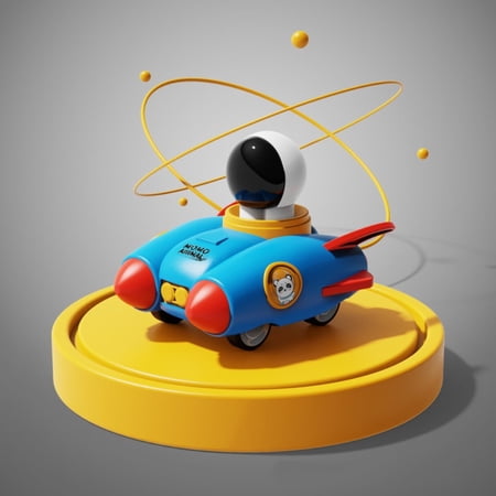 Space Theme Press-and-Go Astronaut Rocket Car Toy - Kid’s Interactive Play Vehicle Durable Plastic Gift for Toddlers(Blue)