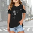 thumbnail image 2 of Summer Top Girls 7-8 Years Black Short Sleeve T-Shirts Back To School Shirt Graphic Printed Top School Clothes, 2 of 6