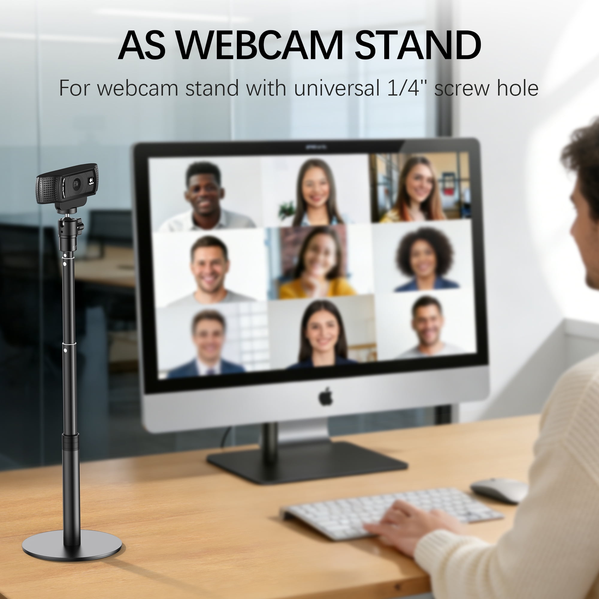 InnoGear 31" Webcam Stand with Phone Holder Telescopic Web Cam Mount Vlogging Stick for Logitech Webcam C920 C615 C920x C922 C930e C920S C960 BRIO 4K NexiGo N60 and Others