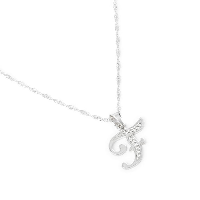 Dije Inicial Letra F Zirconias Plata .925 Cadena Regalo Ametrinaa PMDP0004-F