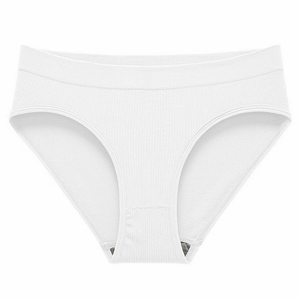 Gibobby Calzoncillos de encaje para mujer sexys Bragas de mujer Bragas de algodón Braguitas de mujer Conjunto de bikini acanalado de moda(Blanco,M)