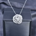 thumbnail image 7 of Temperament ladies hollow rose necklace camellia earrings micro-set open ring full diamond bracelet set female, 7 of 7