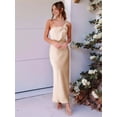 thumbnail image 6 of Women's Satin Sleeveless Elegant Backless Ruffle Maxi One Shoulder Formal Dress for Summer Color S, 6 of 10