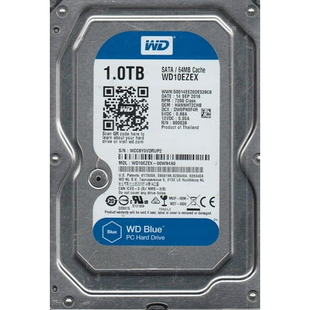 WD10EZEX-00WN4A0, DCM HANNHT2CHB, Western Digital 1TB SATA 3.5 Hard Drive