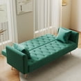 thumbnail image 3 of Tcbosik 71 inch Sofa Bed, Velvet Couch with Adjustable Backrest, Convertible Loveseat for Small Space, Living Room, Bedroom, Green, 3 of 7