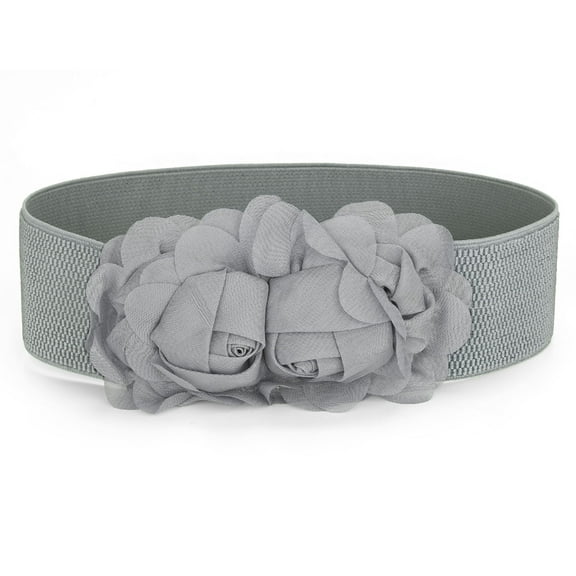 INSPIRE CHIC Women's Chiffon Press Stud Button Textured Band Waist Belt Gray one size