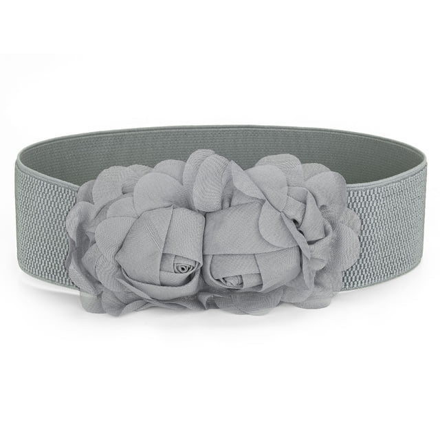 Cinturón de banda texturizada con botones a presión de gasa para mujer INSPIRE CHIC en gris