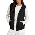 thumbnail image 3 of Women's Sleeveless Zip Up Hoodies Vest Plus Size Lightweight Drawstring Waistcoats Loose Fit Jackets Vests, 3 of 10