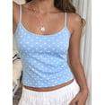 thumbnail image 4 of Women'S Polka Dot Print Sleeveless Form Fitting Casual Tank Top Light Blue Dots XS, 4 of 9