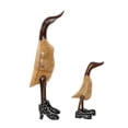 thumbnail image 6 of 17", 12"H Brown Bamboo Wood Duck Sculpture with High Heels and Boots, by DecMode (2 Count), 6 of 9