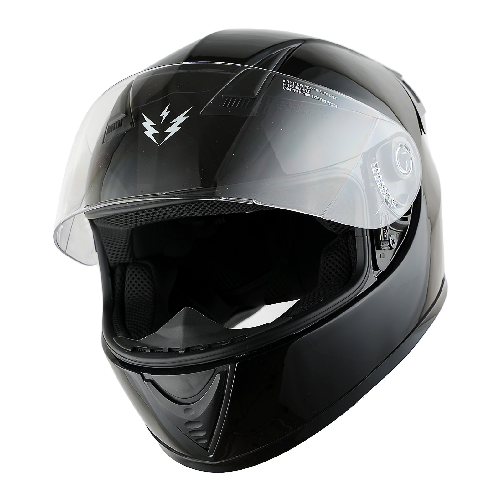 1Storm Motorcycle Youth Kids Street Dirt Bike ATV BMX MX Go Cart Karting Full Face Helmet with LED Tail Light: LED-B15 Glossy Black