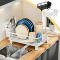 thumbnail image 3 of Dish Drying Rack,Space-Saving Dish Rack,Dish Racks for Kitchen Counter,Large Capacity Dish Rack with Removable Drainboard,Dish Drainer Cutlery & Cup Holders and for Sink,Bowls and Dishes, 3 of 7