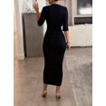 thumbnail image 2 of Womens Black Mid-Length Bodycon Knit Dress With Gold Front Zipper, 2 of 5