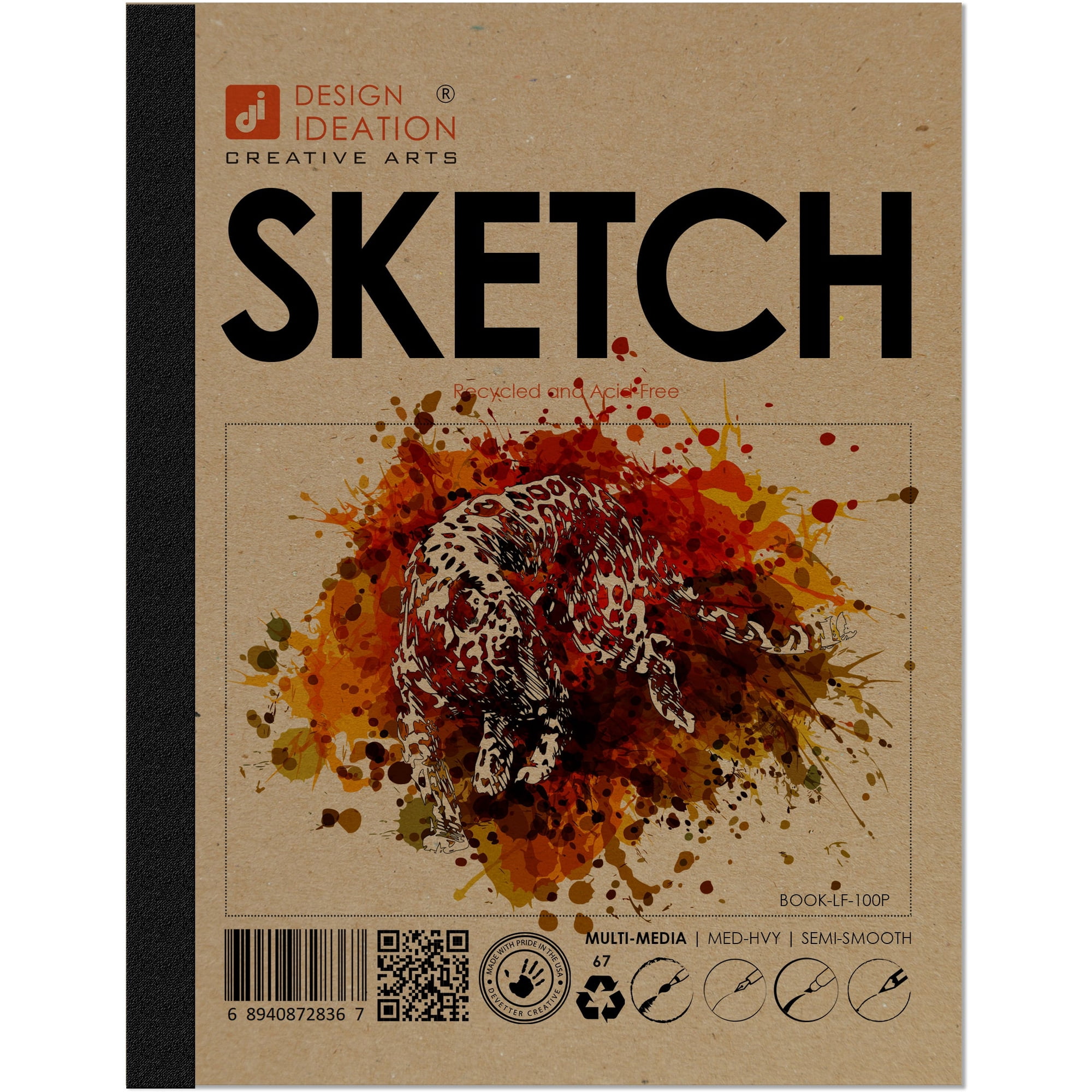LAY FLAT sketchbook. Removable sheet journal style SKETCH book. Multi-media. (8.5 x 11 ) 50S