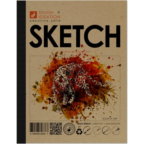 LAY FLAT sketchbook. Removable sheet, journal style SKETCH book. Multi-media. (8.5" x 11") 50S