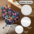 thumbnail image 5 of Whosucclay Colorful Butterfly Leaf Print Swivel Armchair Accent Dining Chair Cover for Office, Stretch Curved Back Chair Covers Removable Curved Back Armrests Chair Protector for Party, Banquet, 5 of 7