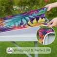 thumbnail image 6 of Colorful Tropical Leaf Pattern Square Fitted Tablecloth with Elastic Edge,Square Table Cover,Washable Elastic Table Cover for Home Kitchen Party Decor 34"x34", 6 of 6