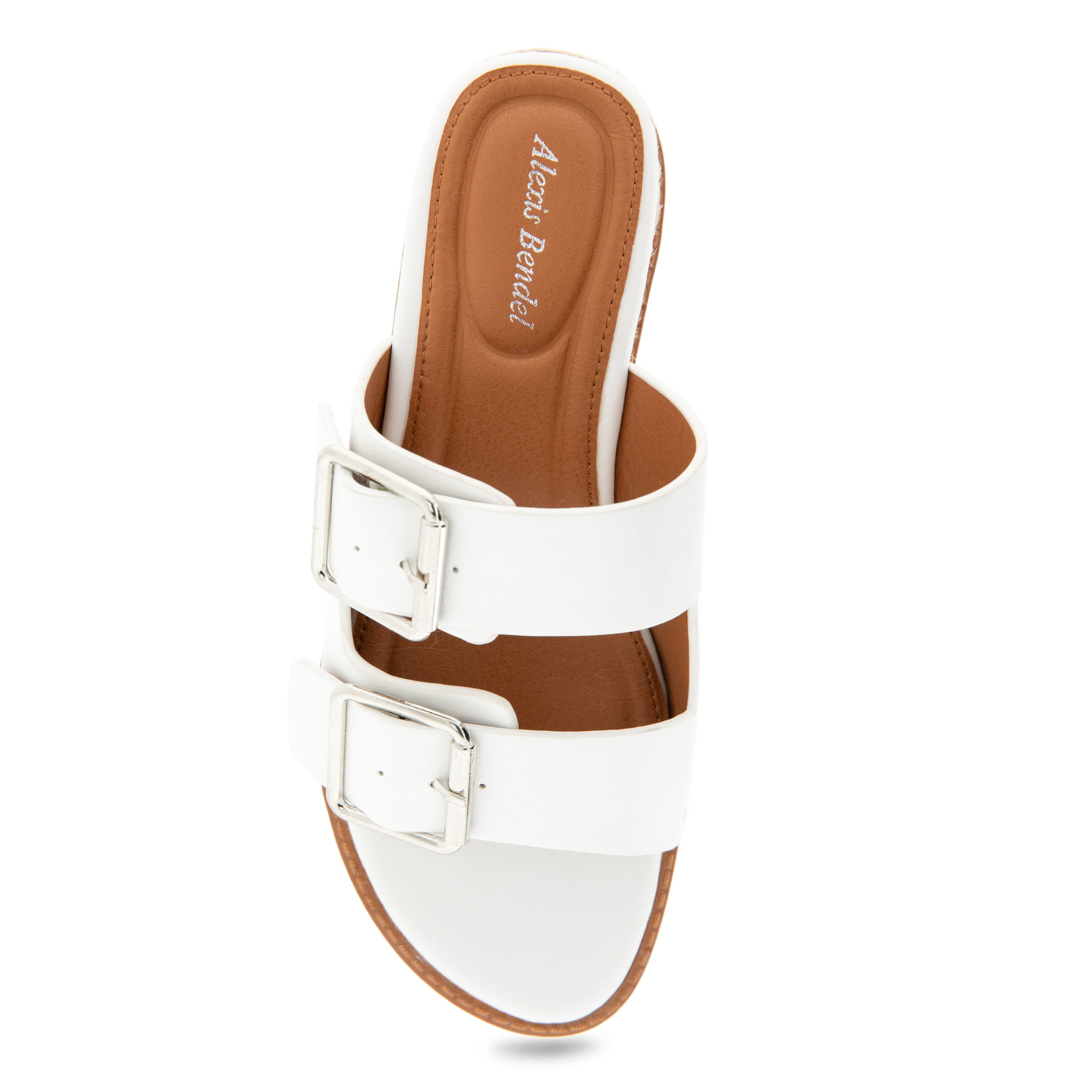 Alexis Bendel Ladies White Vachetta Leather Wedge Sandals Size 8.5