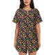 thumbnail image 1 of Fotbe Mexican Folk Art Floral Conjunto de Pijama Estampado para Mujer, 2 Piezas, Ropa de Dormir con Camiseta de Manga Corta y Shorts Suaves-Medium, 1 of 6