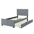 thumbnail image 4 of Harper & Bright Designs Twin Size Velvet Upholstered Platform Bed with Twin Size Trundle, Gray, 4 of 11