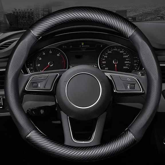 Car Steering Wheel Cover Fusion Carbon Fiber Premium Leather Non-Slip, Breathable, Trendy Accessories for Accessories, Old-Old