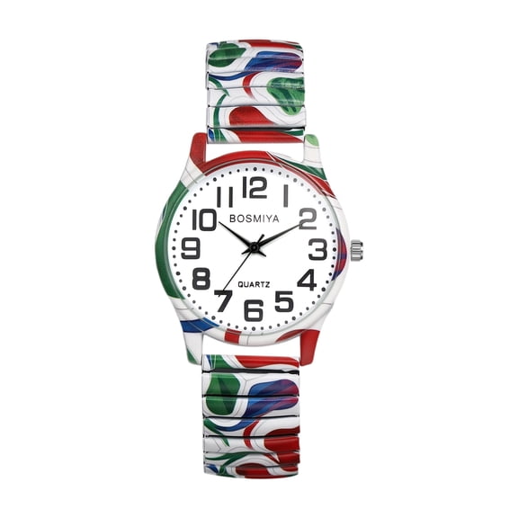 Avaner Stretch Band Watches for Women Men: Bohemia Football Theme Easy Reader Elastic Band Watch Large Face Big Number Analog Quartz Bracelet Watch Expansion Band Wristwatch