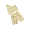 thumbnail image 2 of Sunloudy Ensemble de Mode pour Filles Enfants 2 Pcs Haut à une Épaule + Shorts, 2 of 6