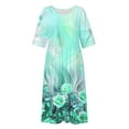 thumbnail image 5 of Edvintorg Dresses for Women Floral Printed Crew Neck Casual 3/4 Sleeve Dress with Pocket Summer Dresses for Women 2025 Vacation, 5 of 5