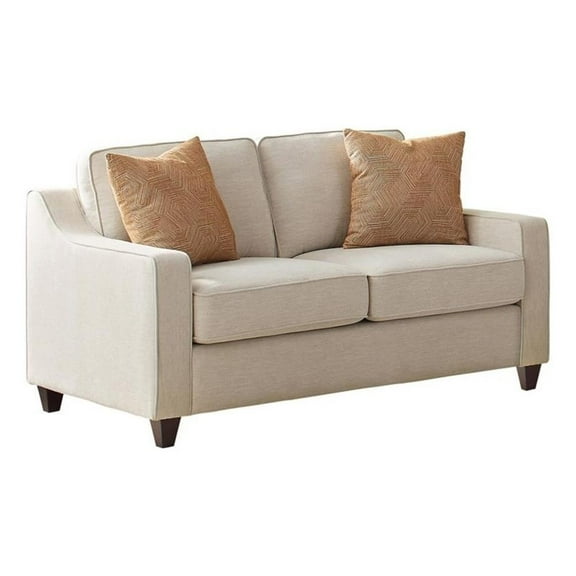 Pemberly Row Contemporary Upholstered Cushion Back Loveseat Beige