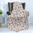 thumbnail image 4 of Flamingo Soft Flannel Fleece Blanket, Retro Vintage 80s Memphis Style Summer Elements Geometrical Natural and Colorful, Cozy Plush for Indoor and Outdoor Use, 70" x 90", Multicolor, by Ambesonne, 4 of 5
