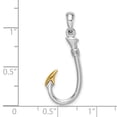 thumbnail image 5 of Auriga Fine Jewelry 925 Sterling Silver Rhodium-Plated 3D Fish Hook with 14K Accent Pendant (L-30 mm, W-12 mm), 5 of 6
