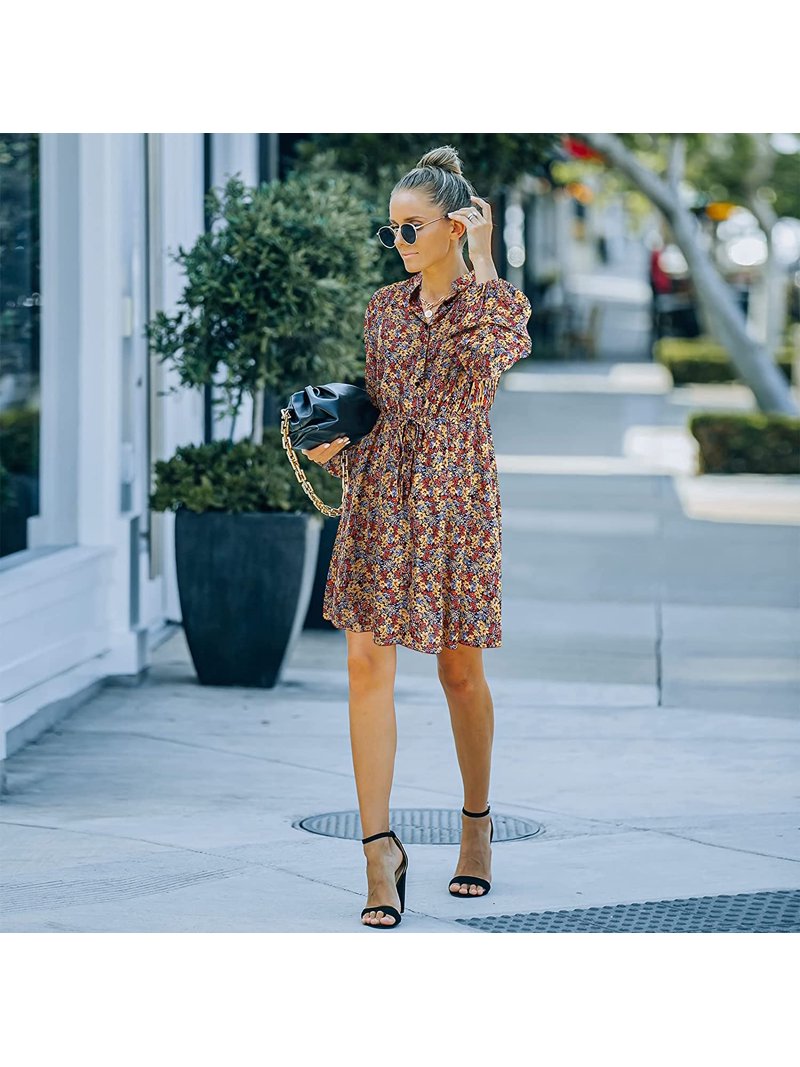 short floral dresses with long sleeves A Line Long Sleeves Short White Floral Prom Dresses Homecoming Dresses PD346 US0 / Pink